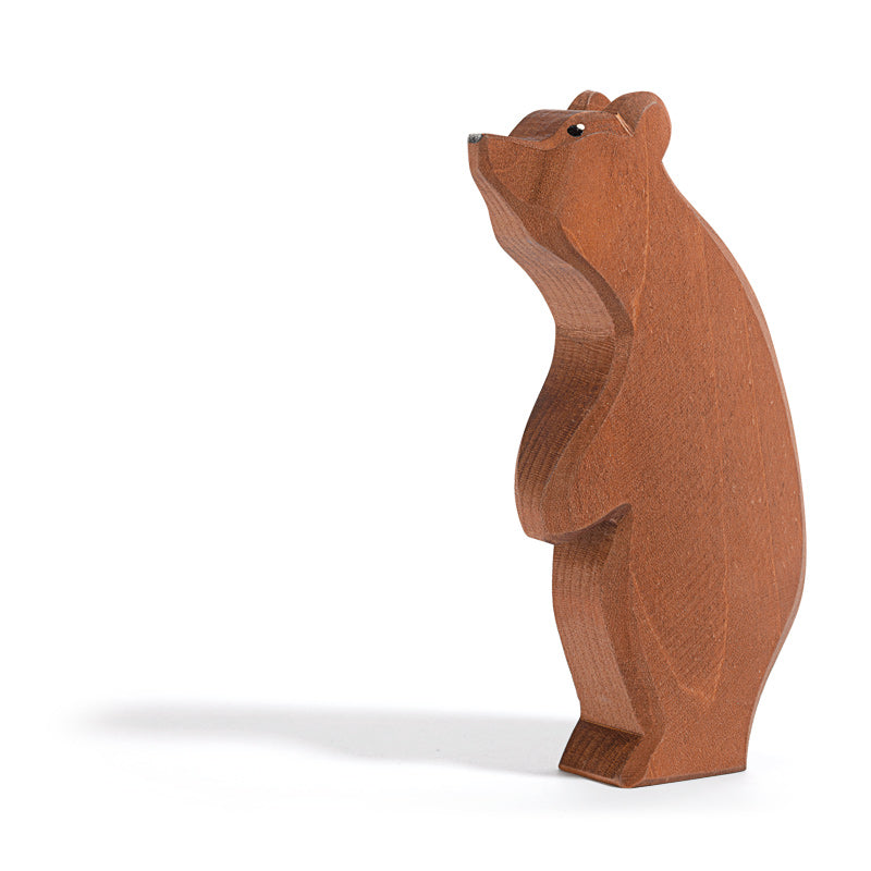 Hand crafted wooden bear standing by ostheimer wooden toys
