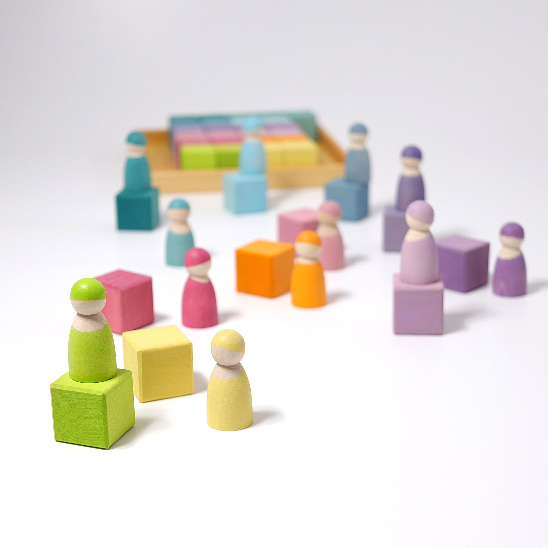 Grimm's Pastel Mosaic 36 Piece Wooden Building Set | Magic Forest Shop